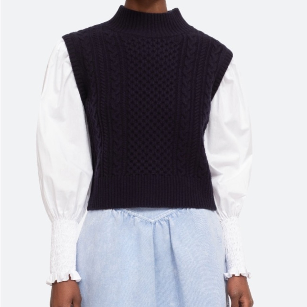 Sea NY Women’s Melanie Sweater, navy color, size S